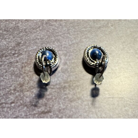 Liz Claiborne Silver-Tone Earrings With Blue Stone For Pierced Ears - Picture 12 of 14